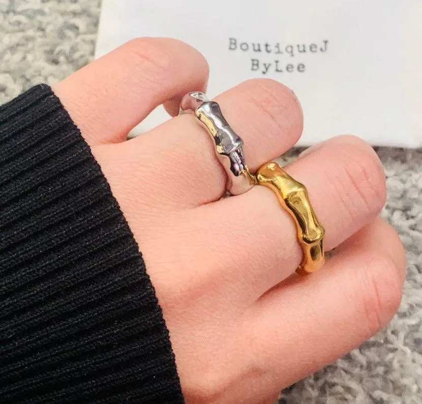 Unisex ring bamboo joint ring GOLD - Image 3