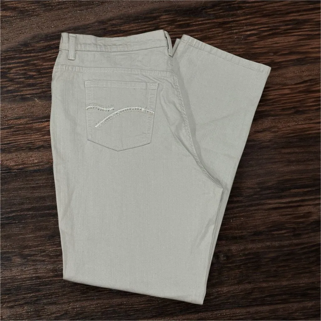 Gloria Vanderbilt Amanda Size 16 Womens Beige Rhinestone Pocket Stretch Jeans - Image 3