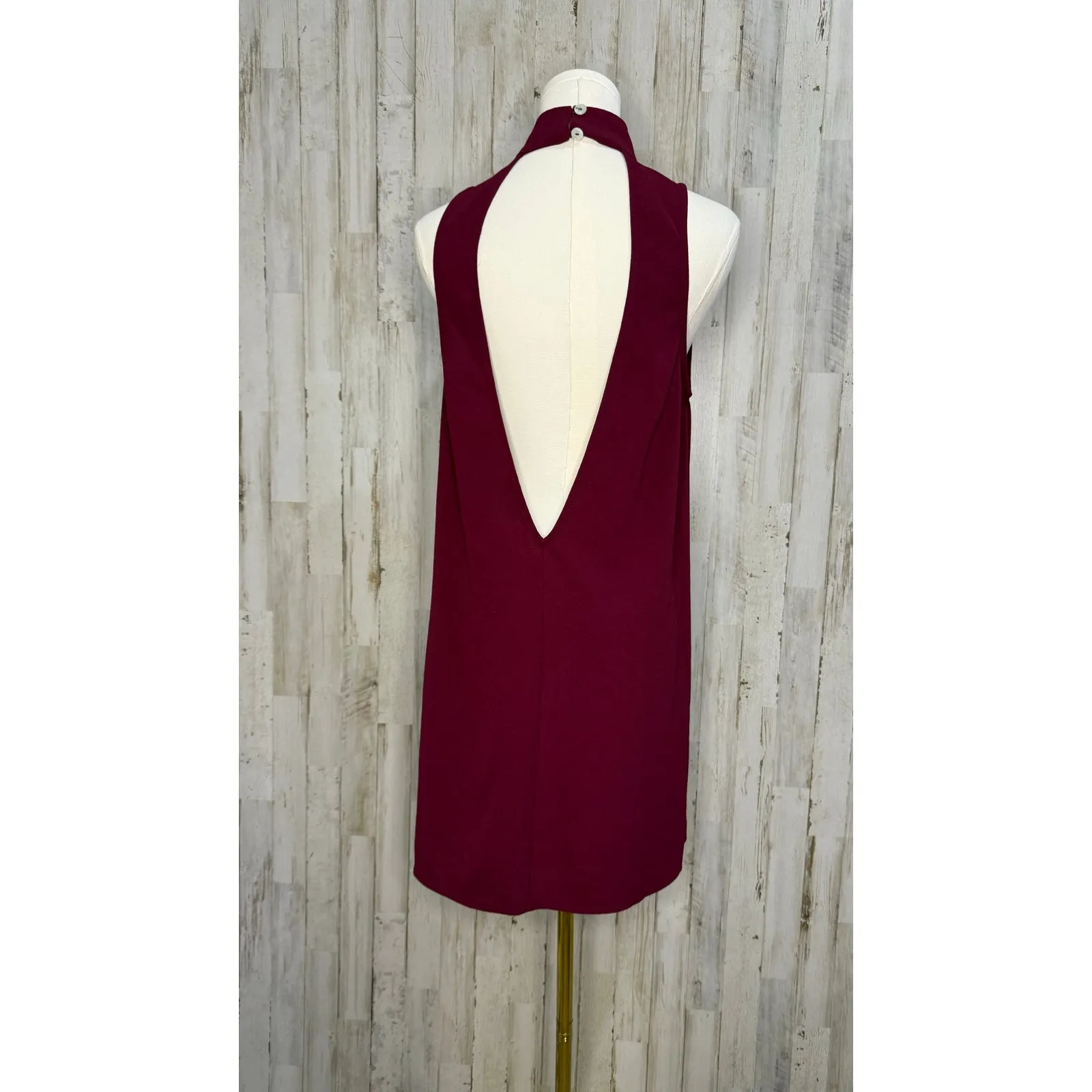 Show Me Your MuMu Women's Choker Shift‎ Dress Burgundy Size Small Casual - Image 3