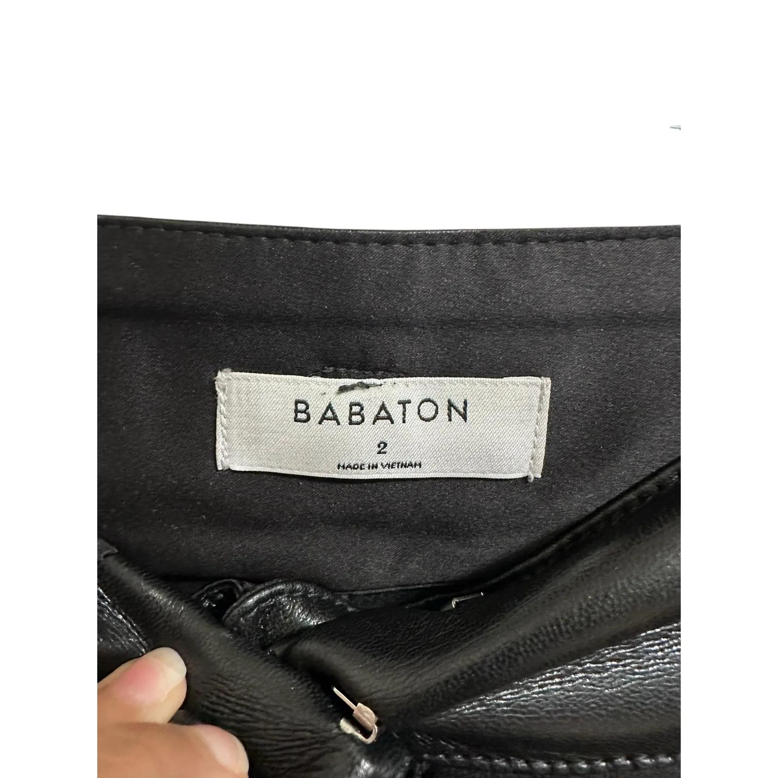 Babaton belted pant Tie-front Vegan Leather‎ pants black size 2 $148 - Image 4