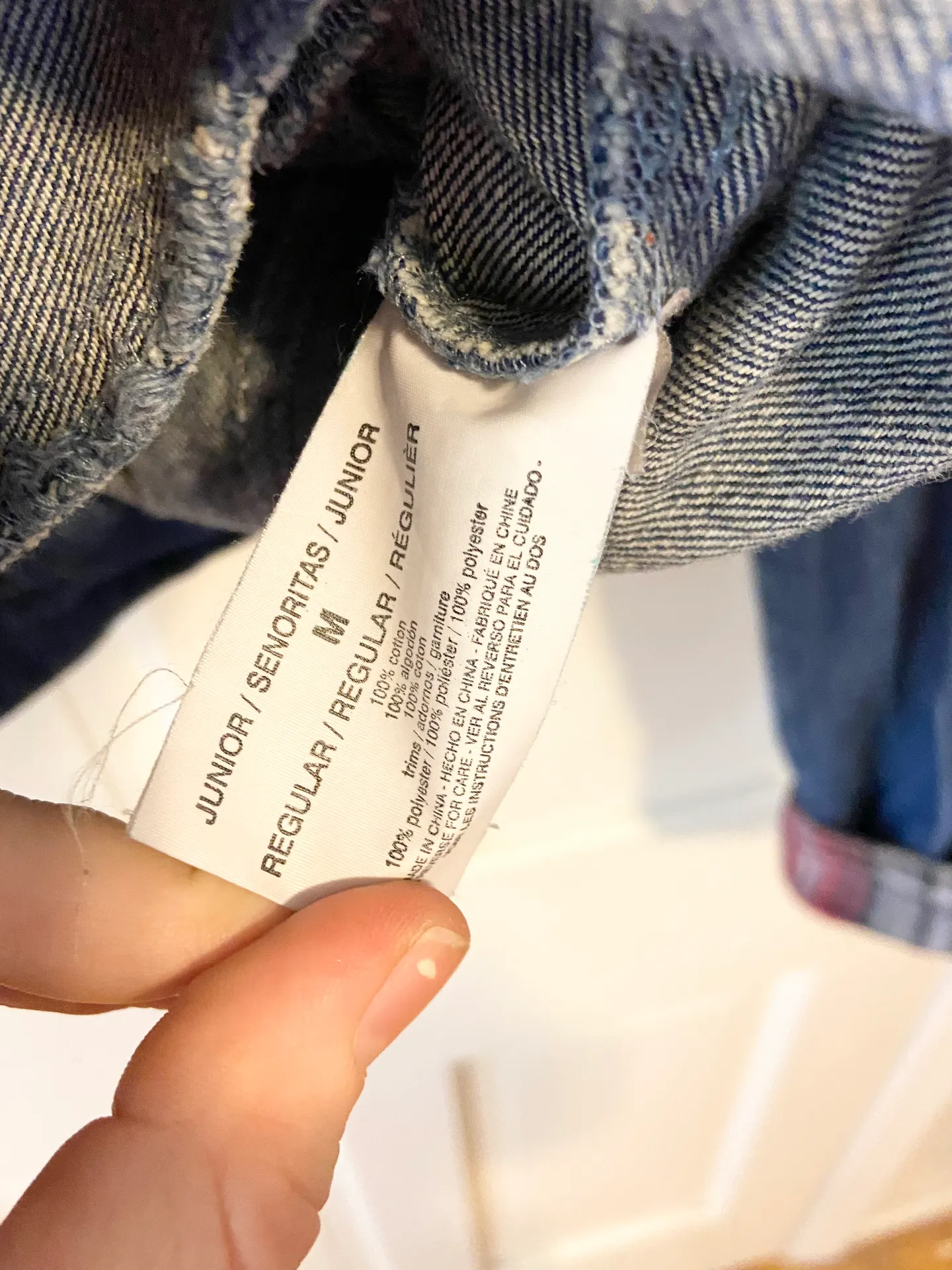 Lei Sherpa collar plaid lined denim trucker jacket - Image 6