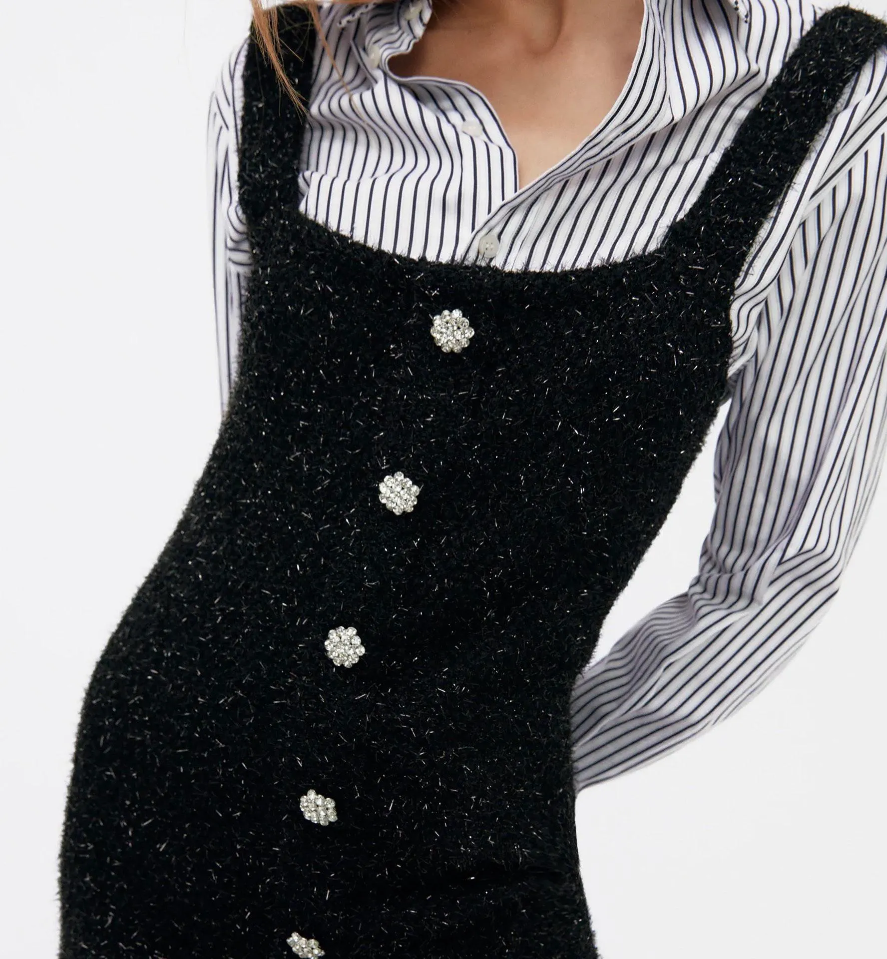 NWT  Blogger Black Jewel Button Knit Dress TRF - Image 4