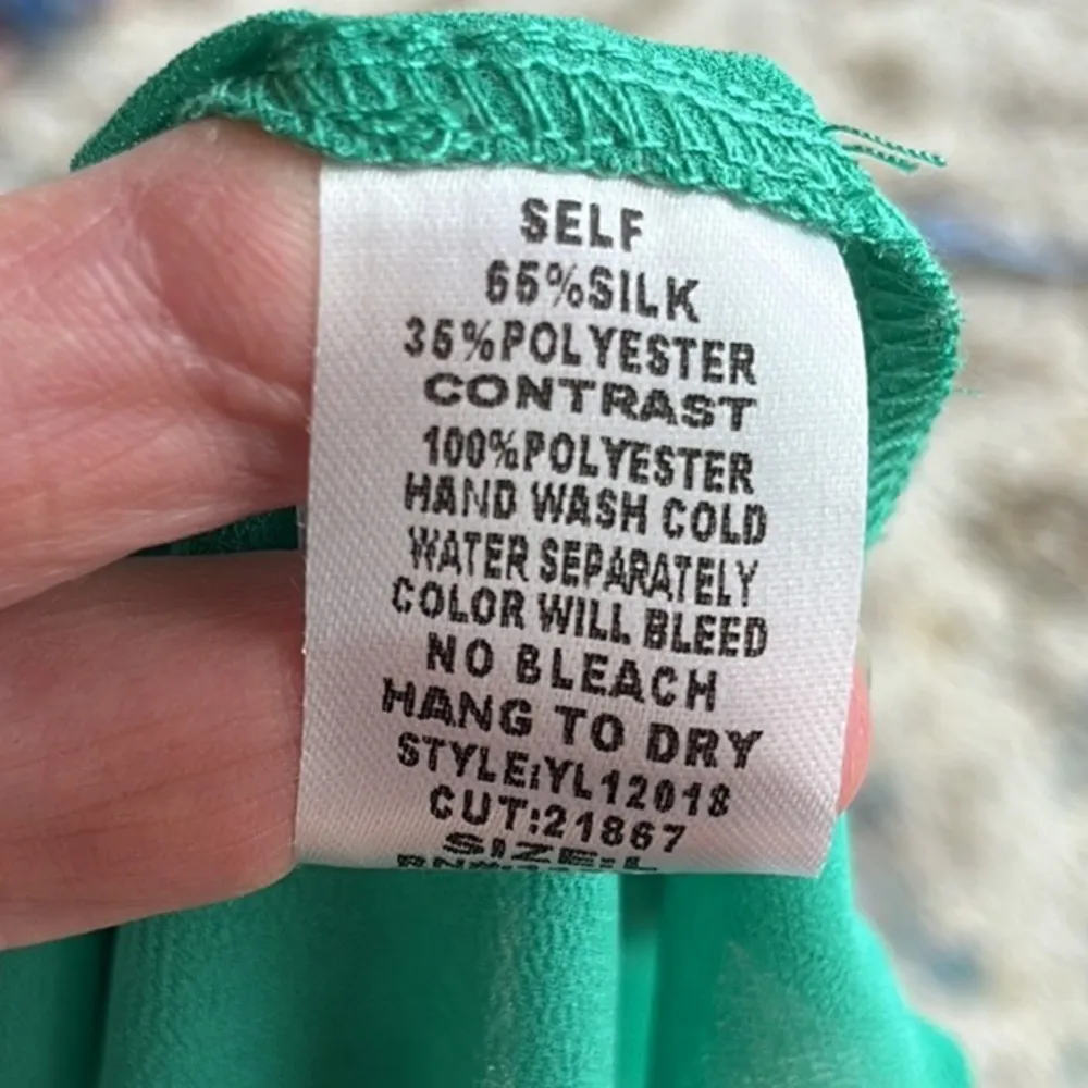 Ya Los Angeles Silk Tank Womens Large Top Needlepoint Open Back Flowy - Image 13