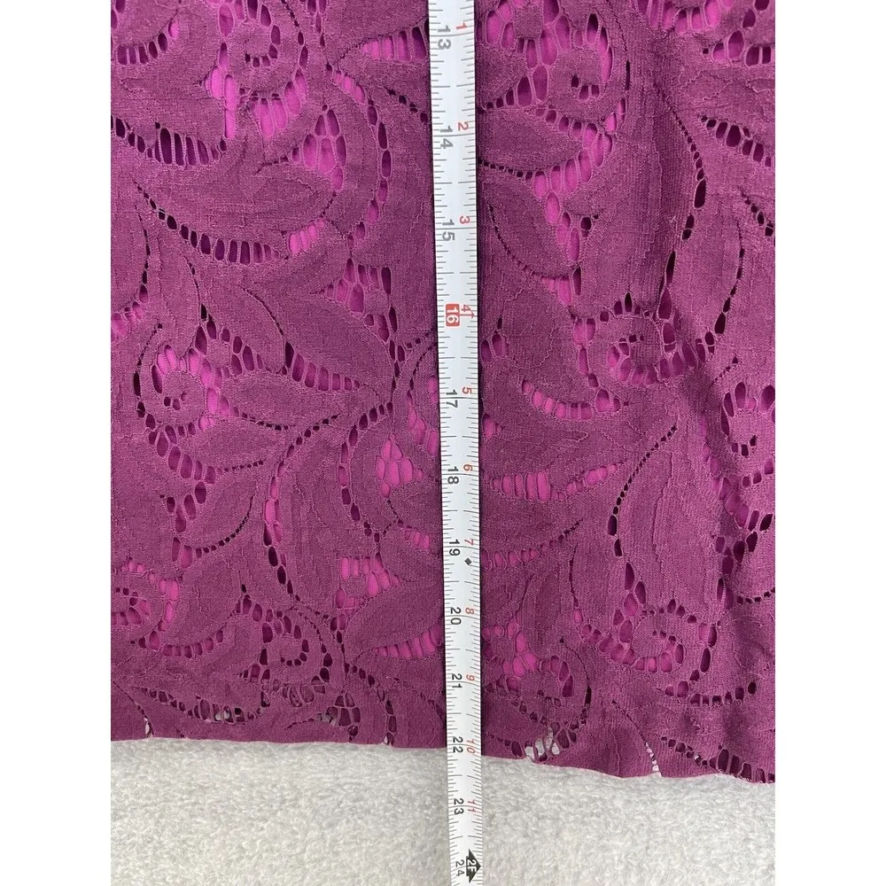 CAbi Women's A Line Skirt Lace Overlay Lined Magenta Size 6 Knee Length - Image 7