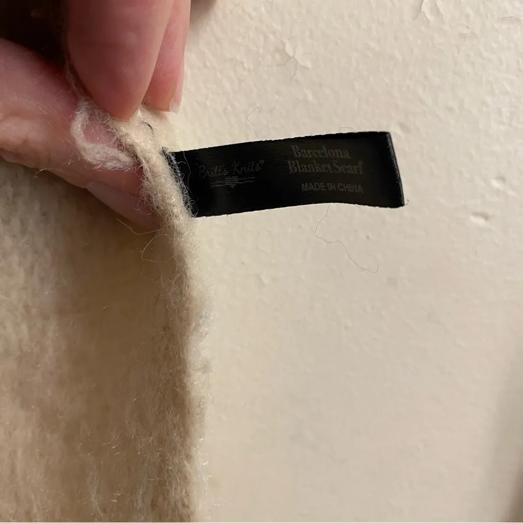 Britt’s Knits Barcelona Blanket Scarf Multicolor Color Block Fringe 80” x 14” Red - Image 9