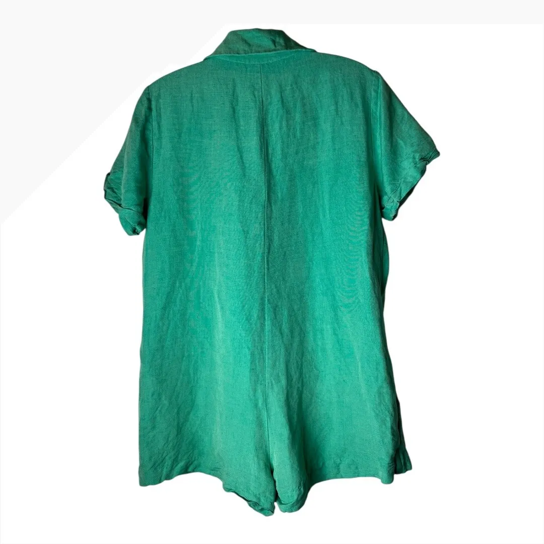 Show Me Your Mumu Romper Women Medium Green Linen Blend‎ Bicoastal Blazer Preppy - Image 3