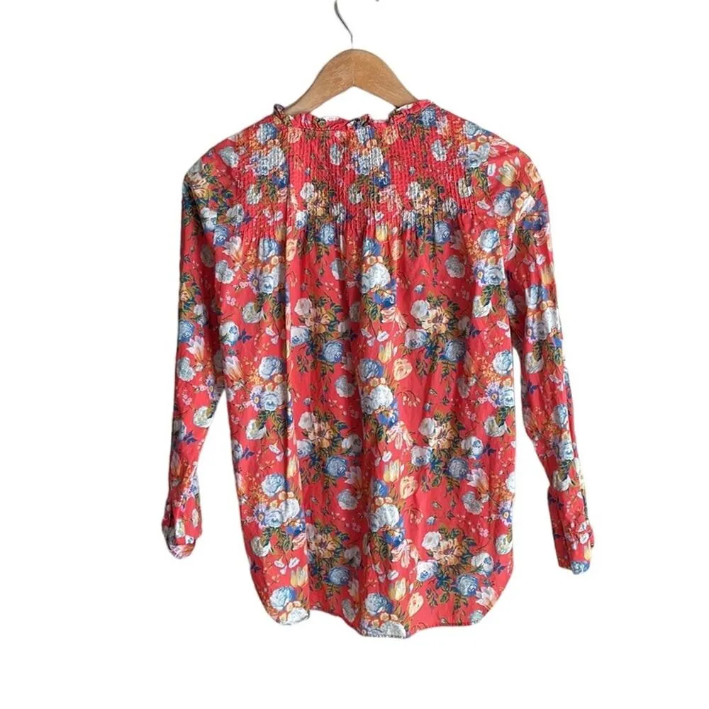 J.Crew Liberty Popover in Coral with Ruffle neck - Image 3