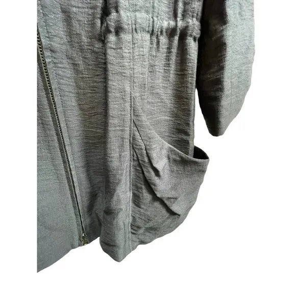 Classiques Entier Women's 3/4 Ruche Sleeve Blue Grey Tencel Lyocell Zip Jacket - Image 8