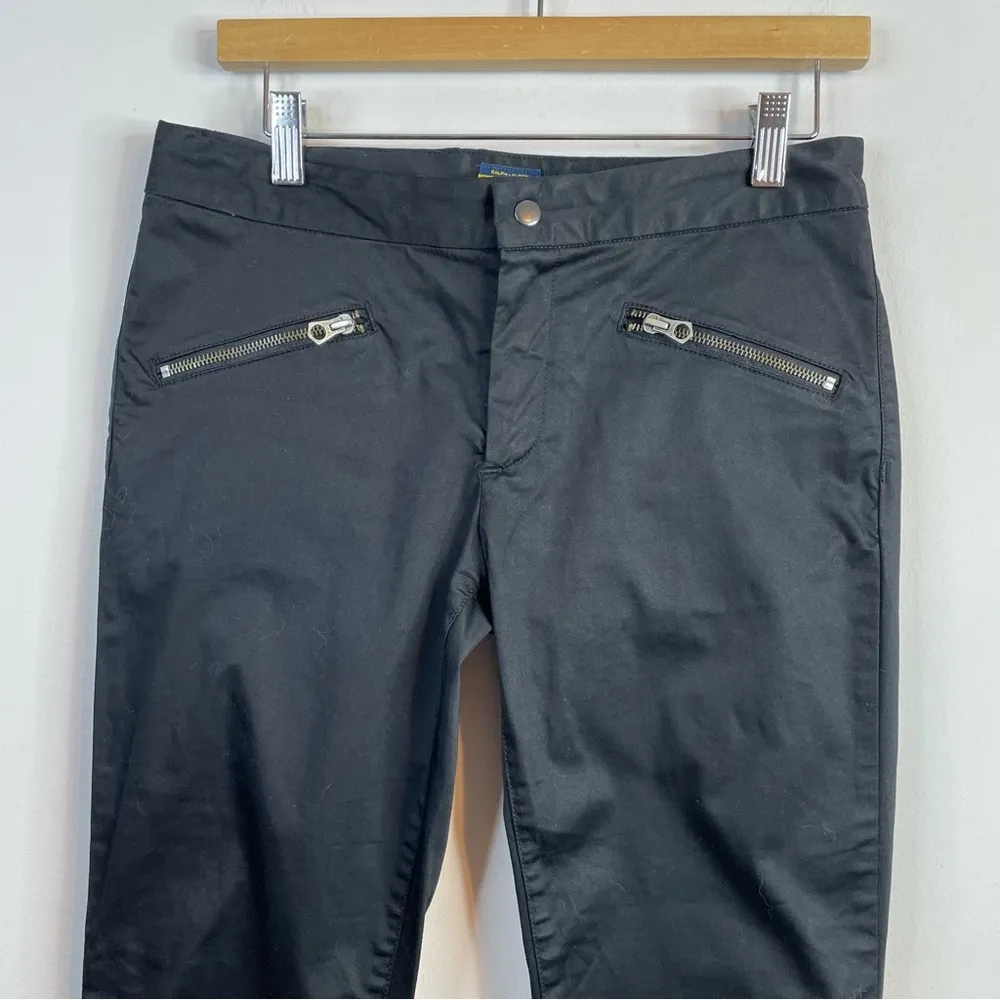 Ralph Lauren Rugby Black cotton sateen Skinny Ankle zip utility Moto pants 4 - Image 2