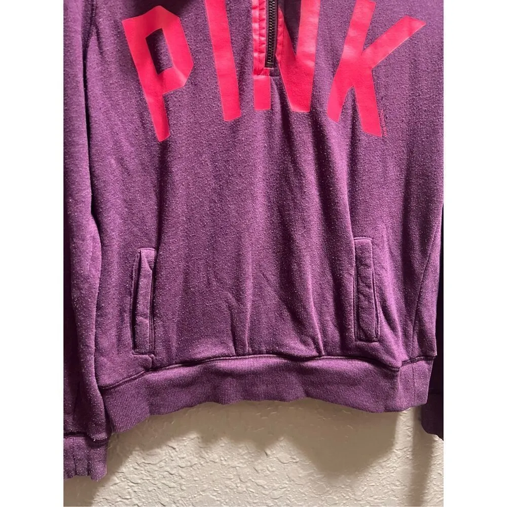 PINK By Victoria’s Secret 1/4 Zip Pull Over Sweatshirt Woman’s Size XS - Image 3