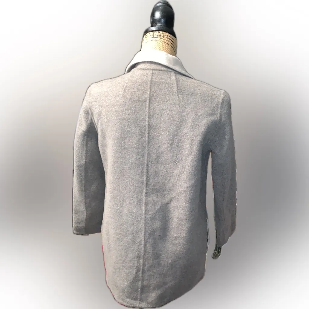 Theory Cashmere Wool Reversible Gray Cream Open Front Blazer Jacket Overcoat S - Image 5
