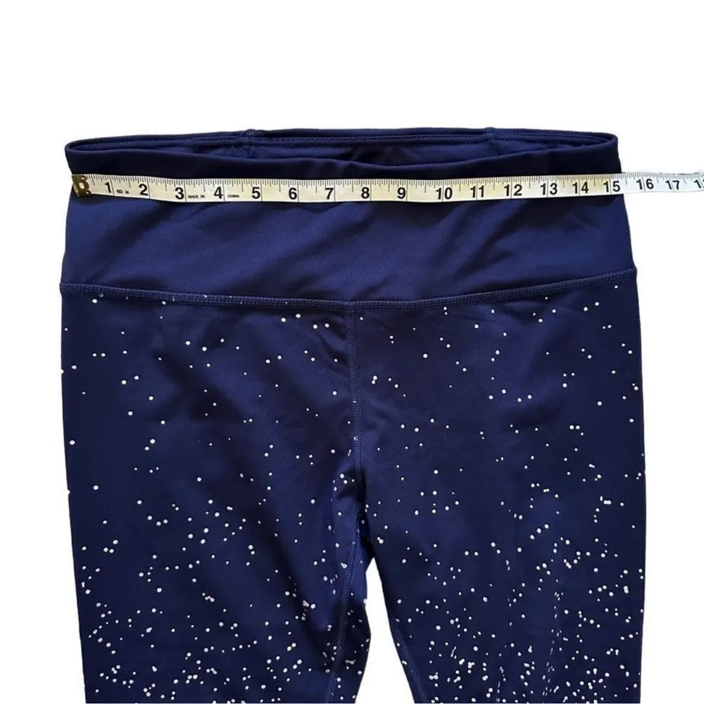 Kimberly Ombre Space Metallic High Rise Navy & Silver Polka Dot Leggings Large Blue - Image 6