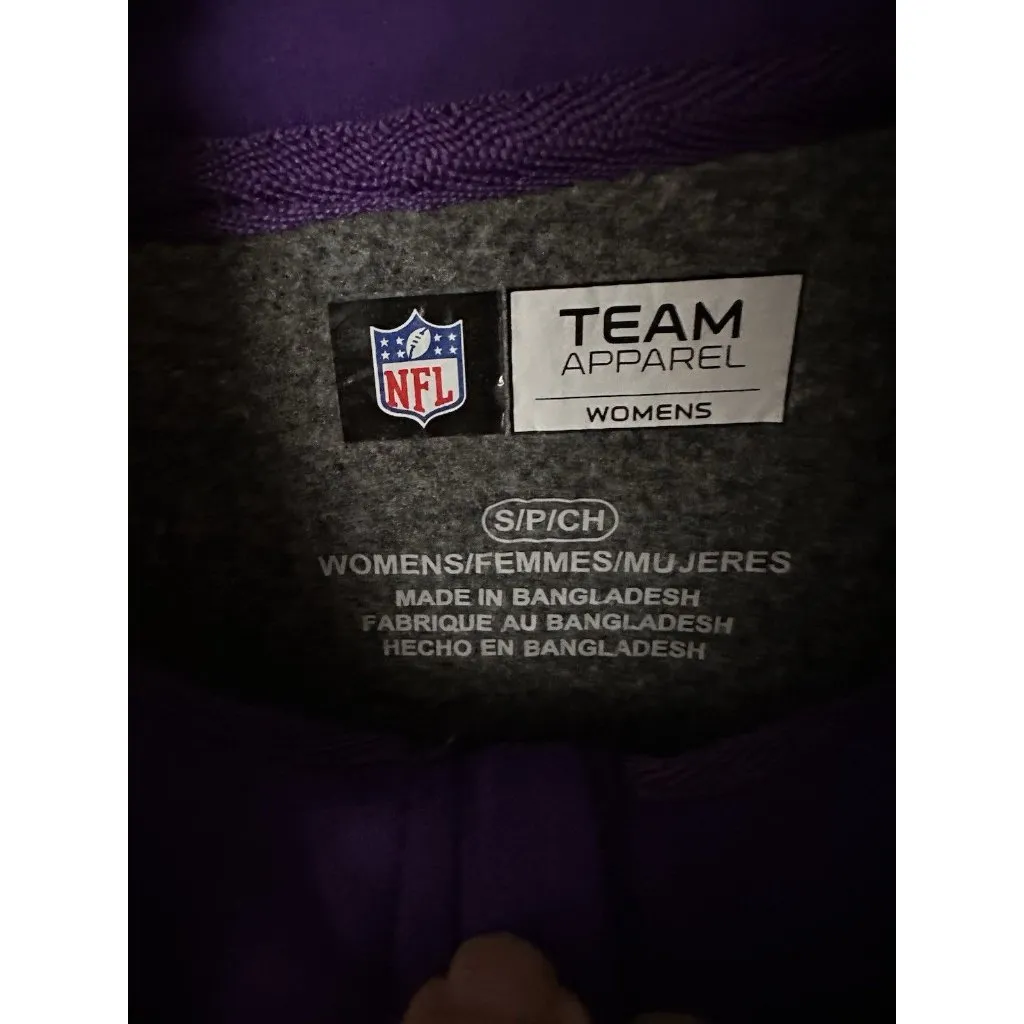 NFL Minnesota Vikings Team Apparel Fleece Jacket Full Zip Womens Size Small Gray Purple - Image 3
