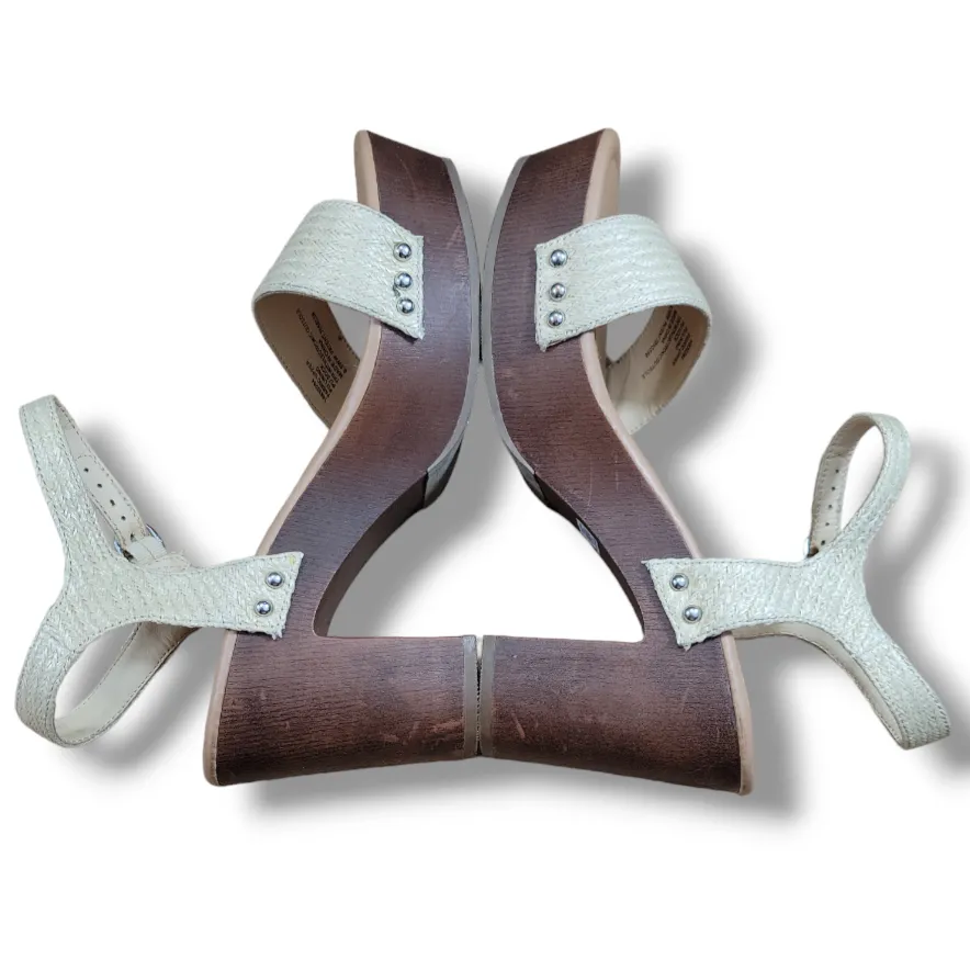 Torrid Shoes Size 9.5WW Jute Double Strap Woodgrain Platform Heel Sandal 4" Heel - Image 5