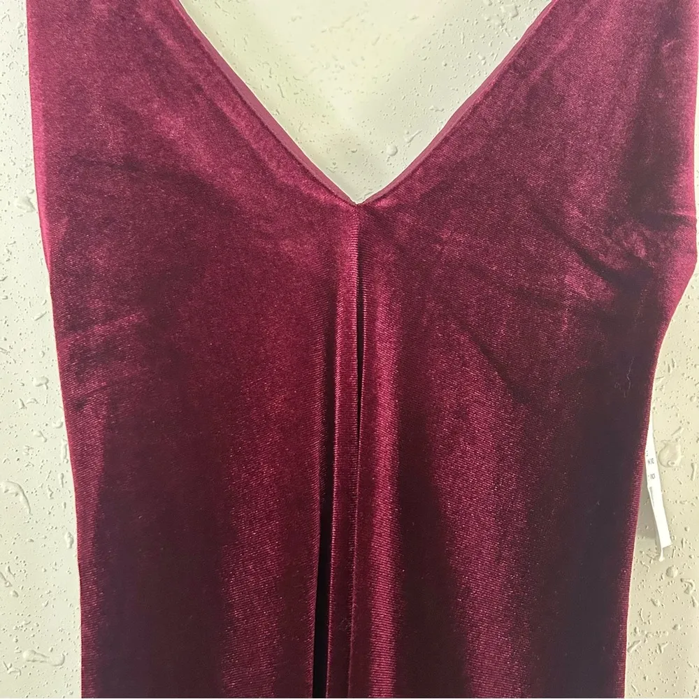 NWT Teeze Me Spaghetti Strap Velvet Wine Maroon Evening Gown Wedding Prom Size 3 - Image 2