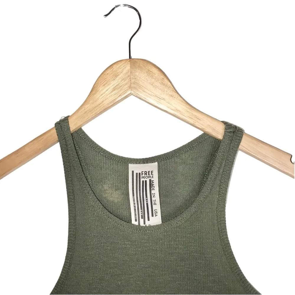 Long Beach Army Green Ribbed Oversized Tank Top - Image 6