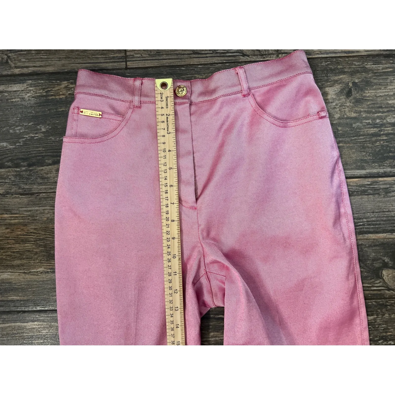 St. John Sport Pants Size‎ 4 Metallic Shine Pink High Waist Straight Leg Dress - Image 4