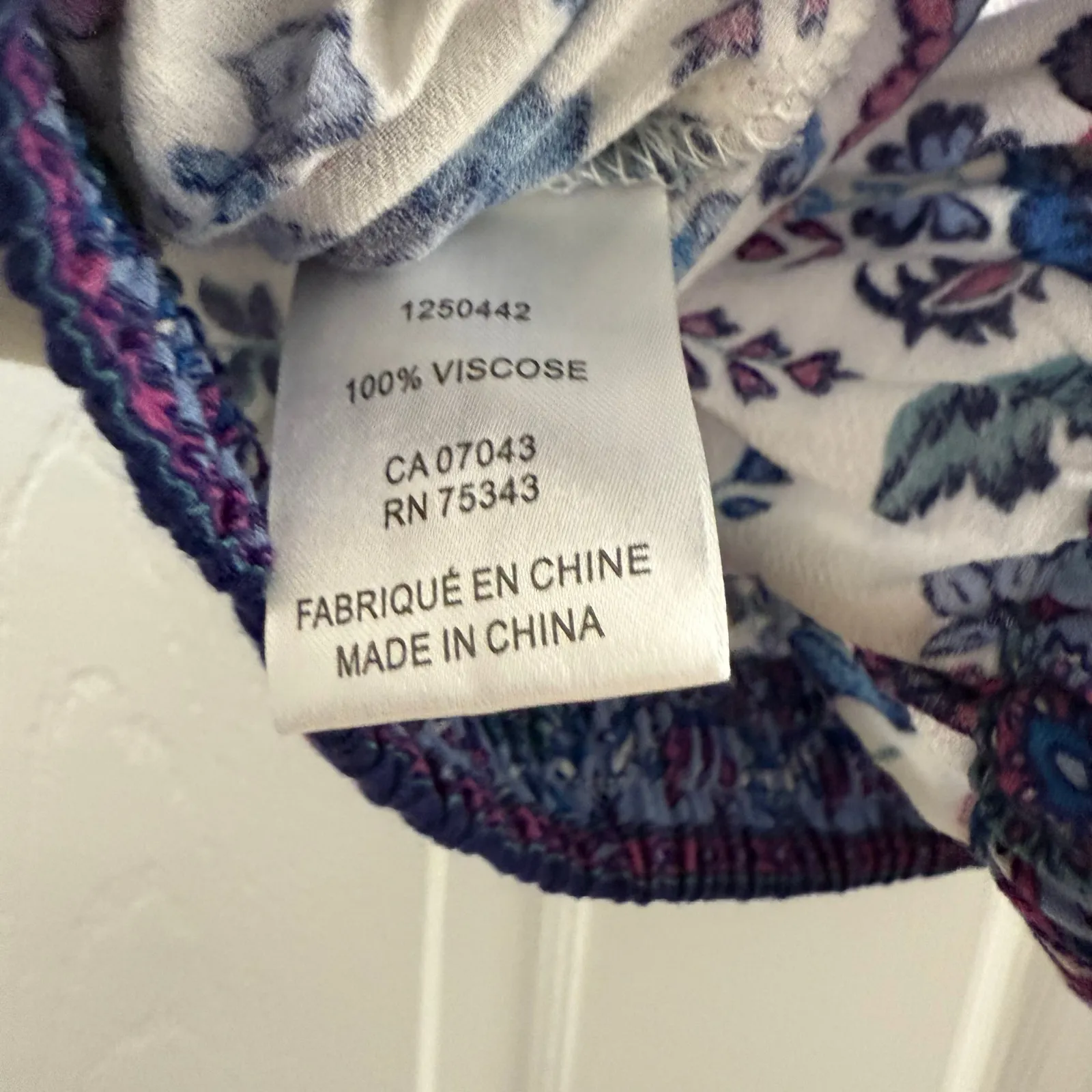 Joie Folk Song Cropped Off Shoulder Floral Top Peasant Boho Purple Blue White S‎ - Image 7