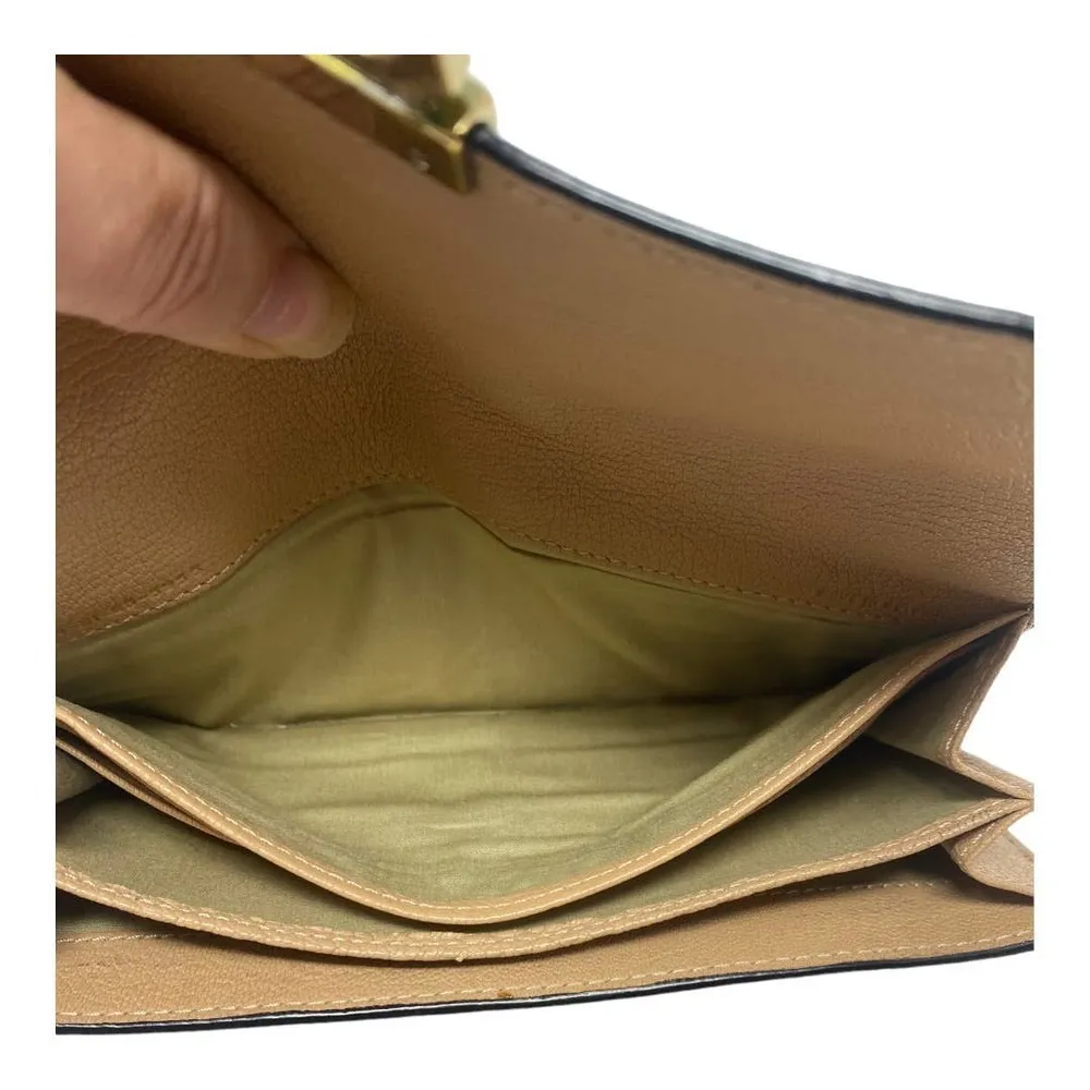 Chloe Bi-Fold Wallet Flap Pebbled Leather Beige Designer Luxury Gold Hardware - Image 12