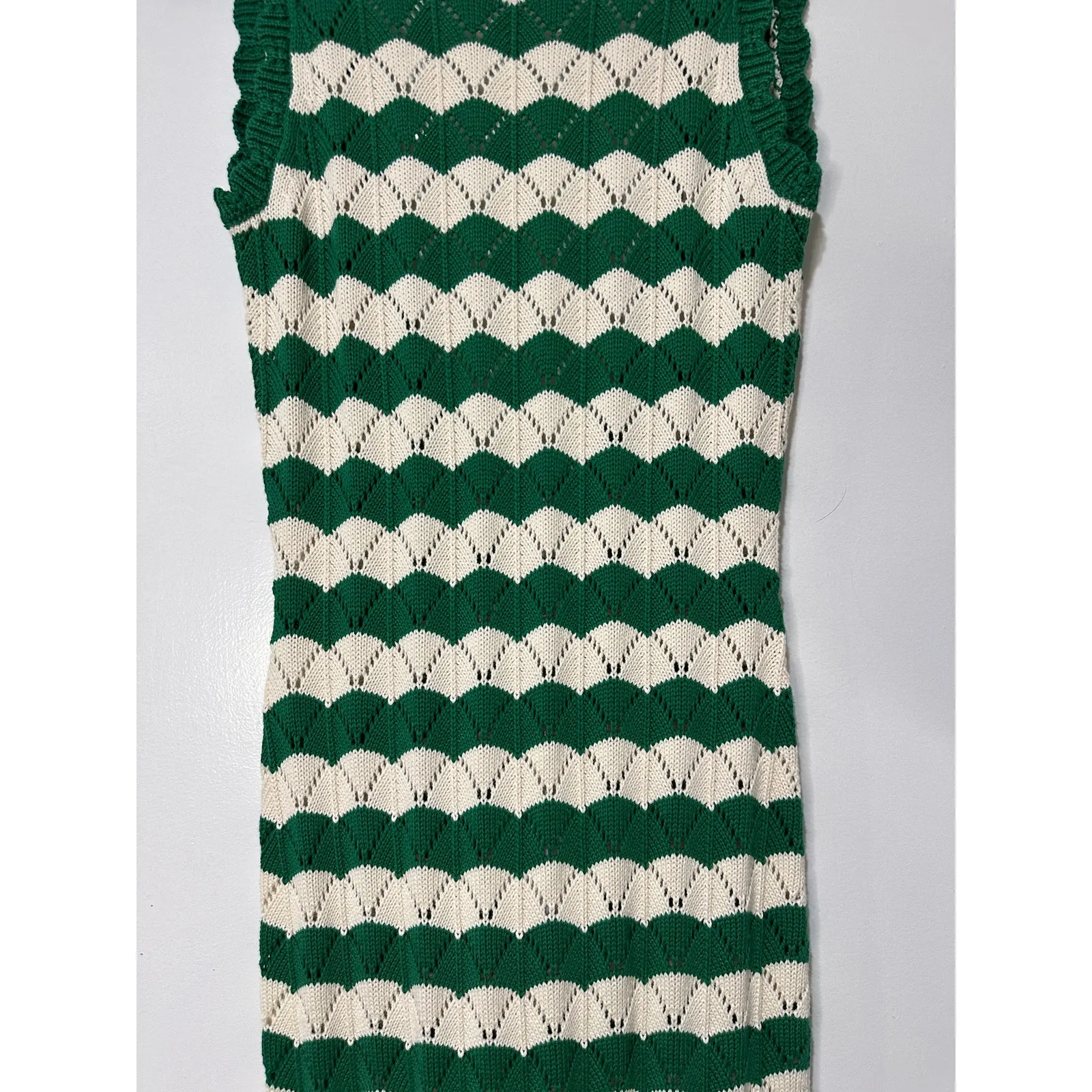 Misa Los Angeles Miss Rosalia Crochet Knit Maxi Dress Emerald Cream Small NWT - Image 4