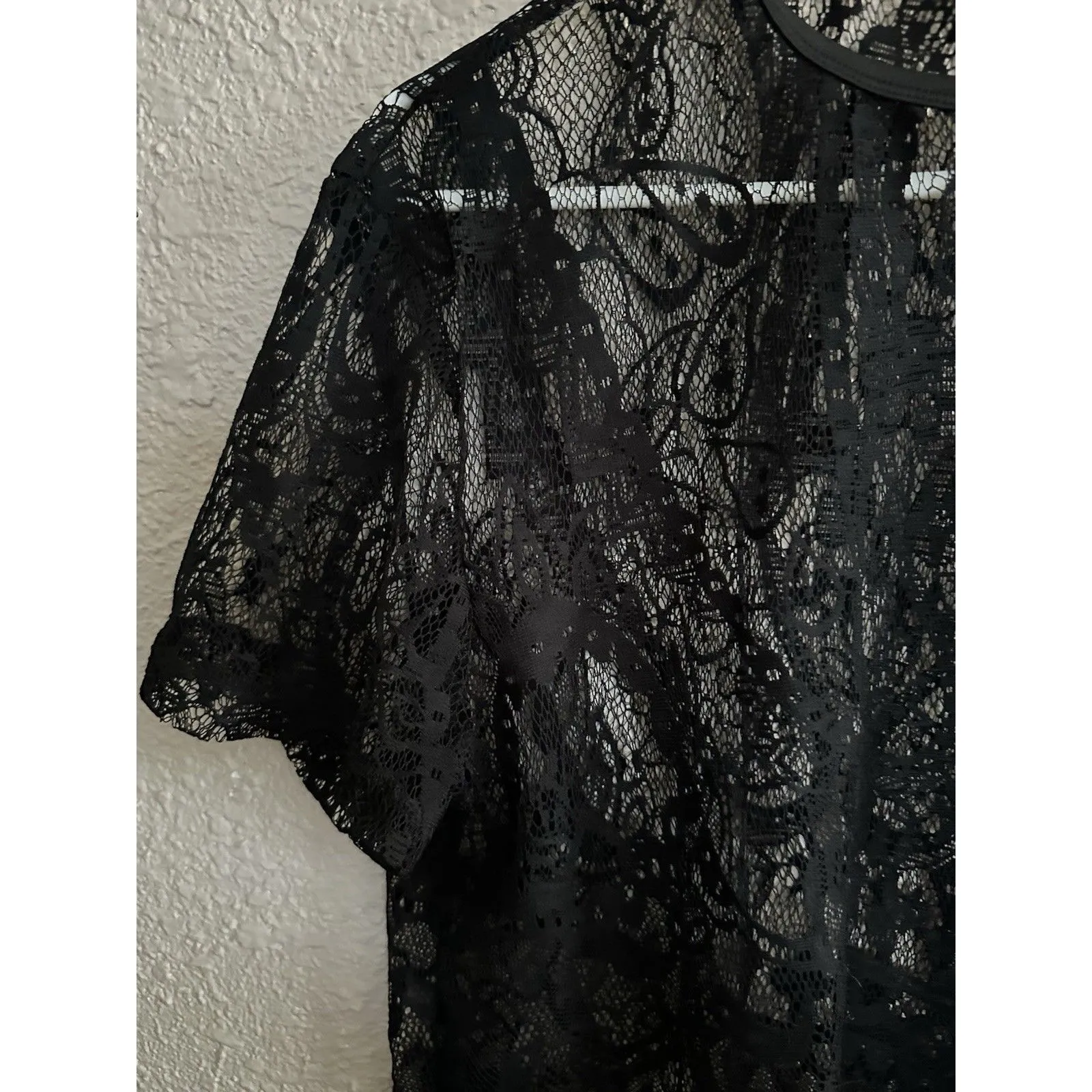 Vintage‎ Black Sheer Lace Fringe Top Witchy Dark Fairy Y2K One Size Size M - Image 5