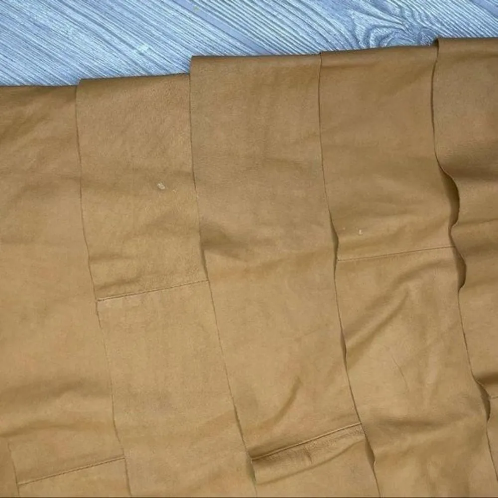 Zara women calfskin leather brown tiered ruffle midi sleeveless dress small - Image 4