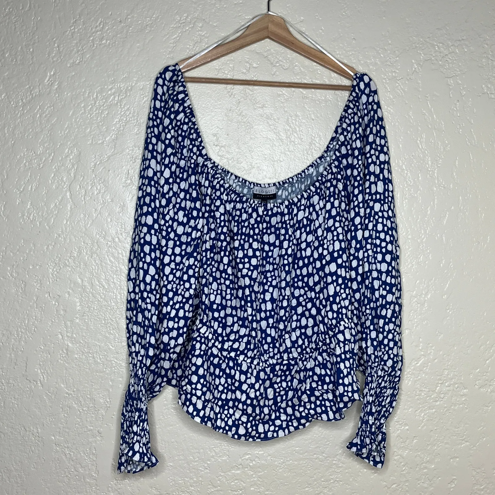 ELOQUII Elements Dot Peplum Top Pants Set Chic Polished Women Plus 26/28 NWT Blue Size undefined - Image 2