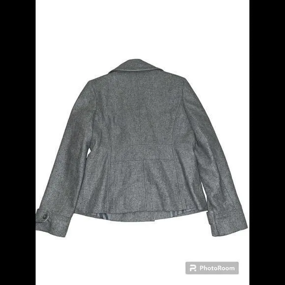 Halogen Wool Blend Woman’s‎ Gray Double Breasted Lined Crop Blazer Jacket Size M - Image 3