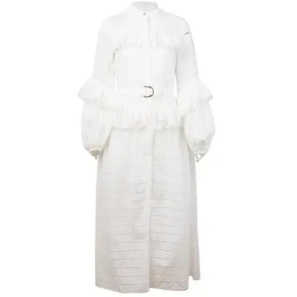 ACLER VALENTINE BRODERIE COTTON LING SLEEVE MIDI DRESS IVORY AU 6 / US 2 - Image 16