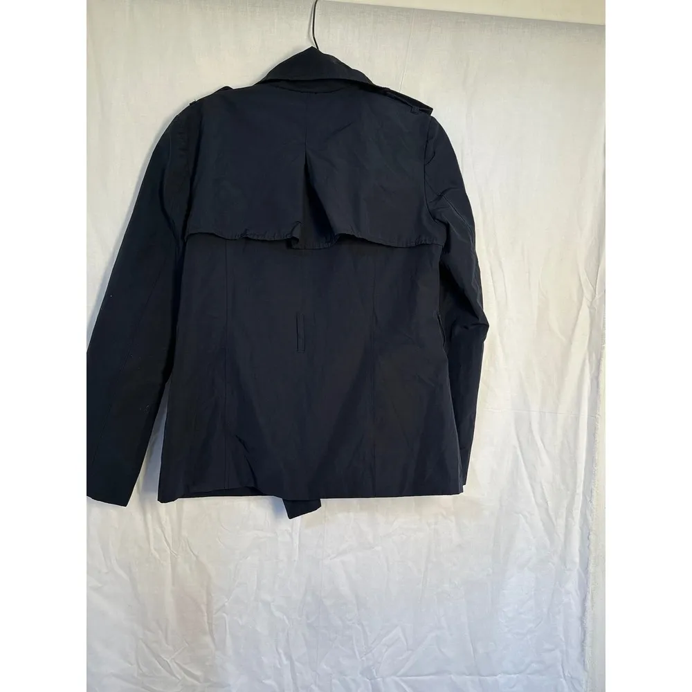 XXI Trench Coat Rain Jacket Double Breasted Button Up Blue Medium. Missing belt - Image 2