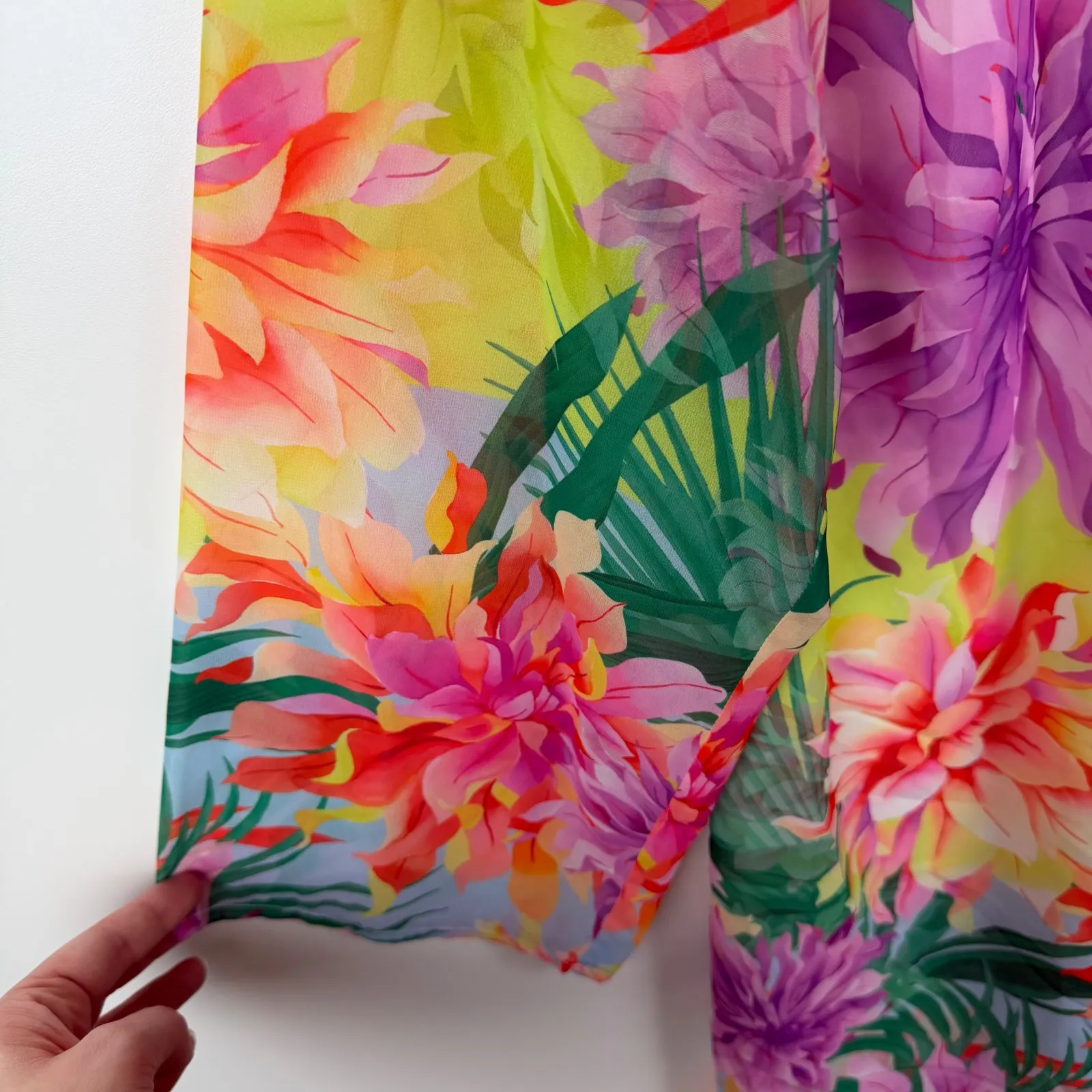 Boston Proper Beaded Floral Tunic Dress Sz XL Tropical Cover Up Resort Colorful - Image 3