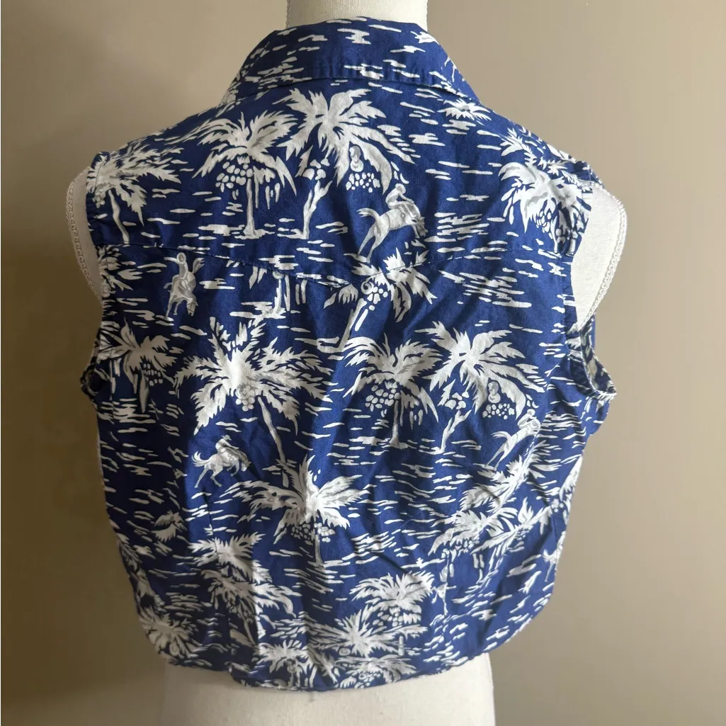 Vintage roper Blue and White Sleeveless Button - Image 8