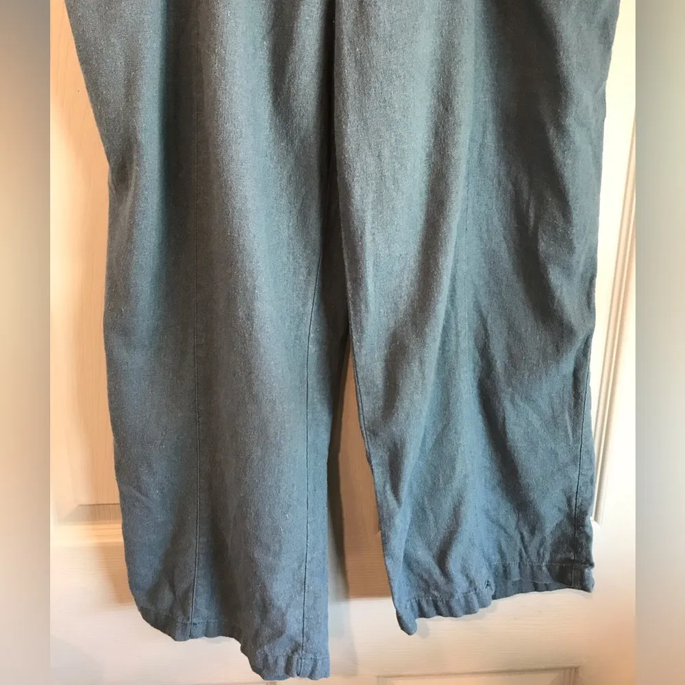 Baxter & Wells Women's 12 Linen Rayon Teal Casual Summer Cropped Capri Pants Blue - Image 3