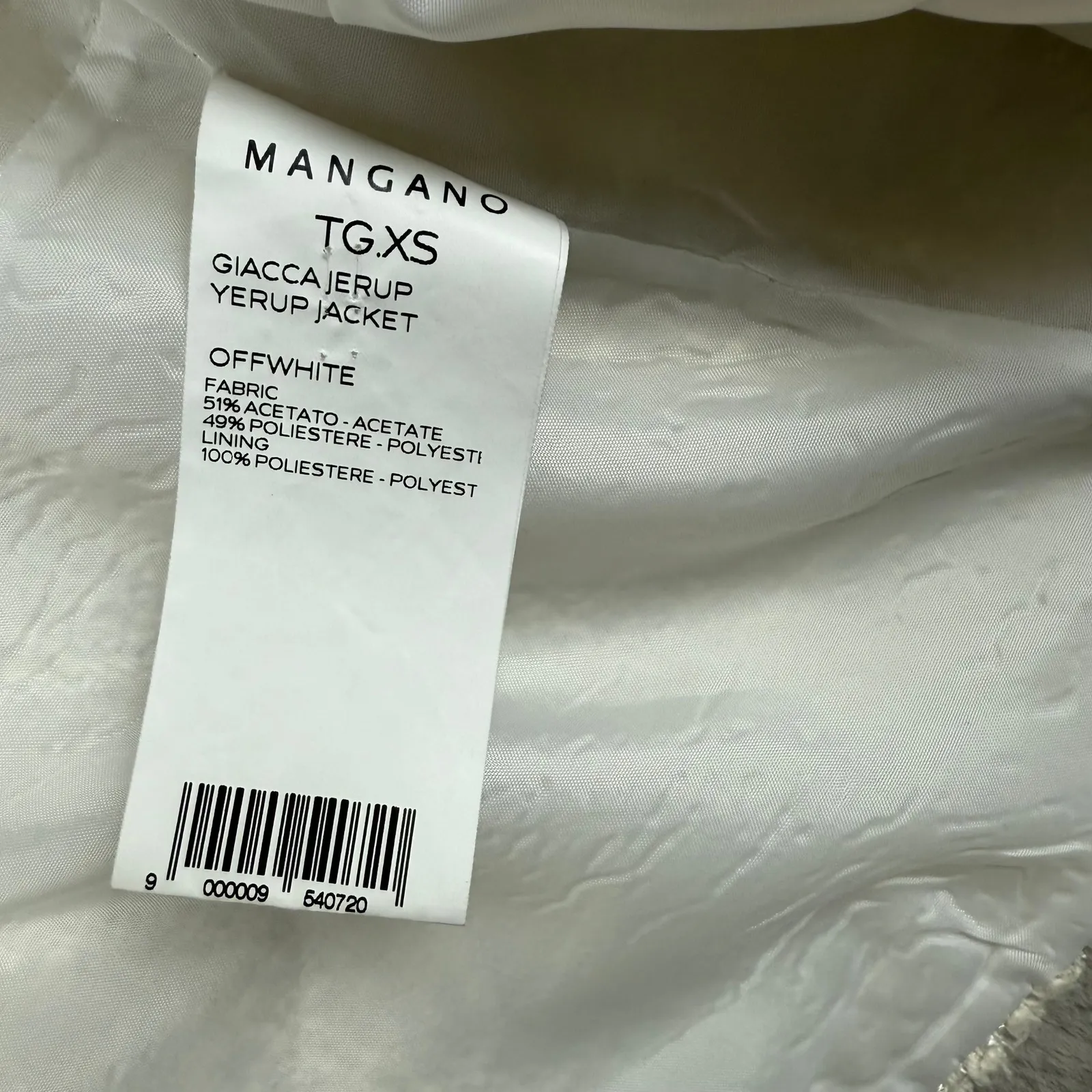 Mangano Tweed‎ Jacket Frayed Edges Open Front Blazer Off White XS Made in Italy - Image 6