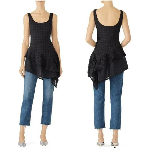 Adeam Black Sleeveless Flounce Top XS - Image 2