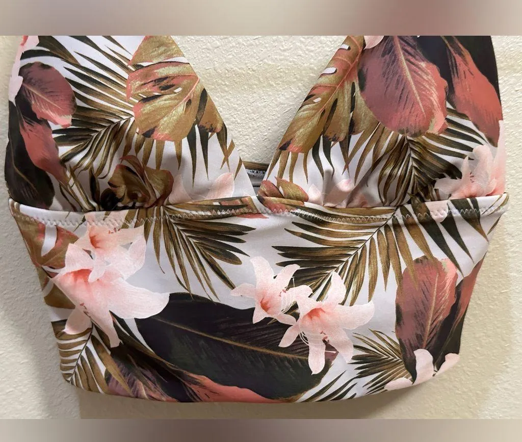 Old Navy Triangle Banded Tropical Floral Bikini Top Women's Sz Small - Image 3