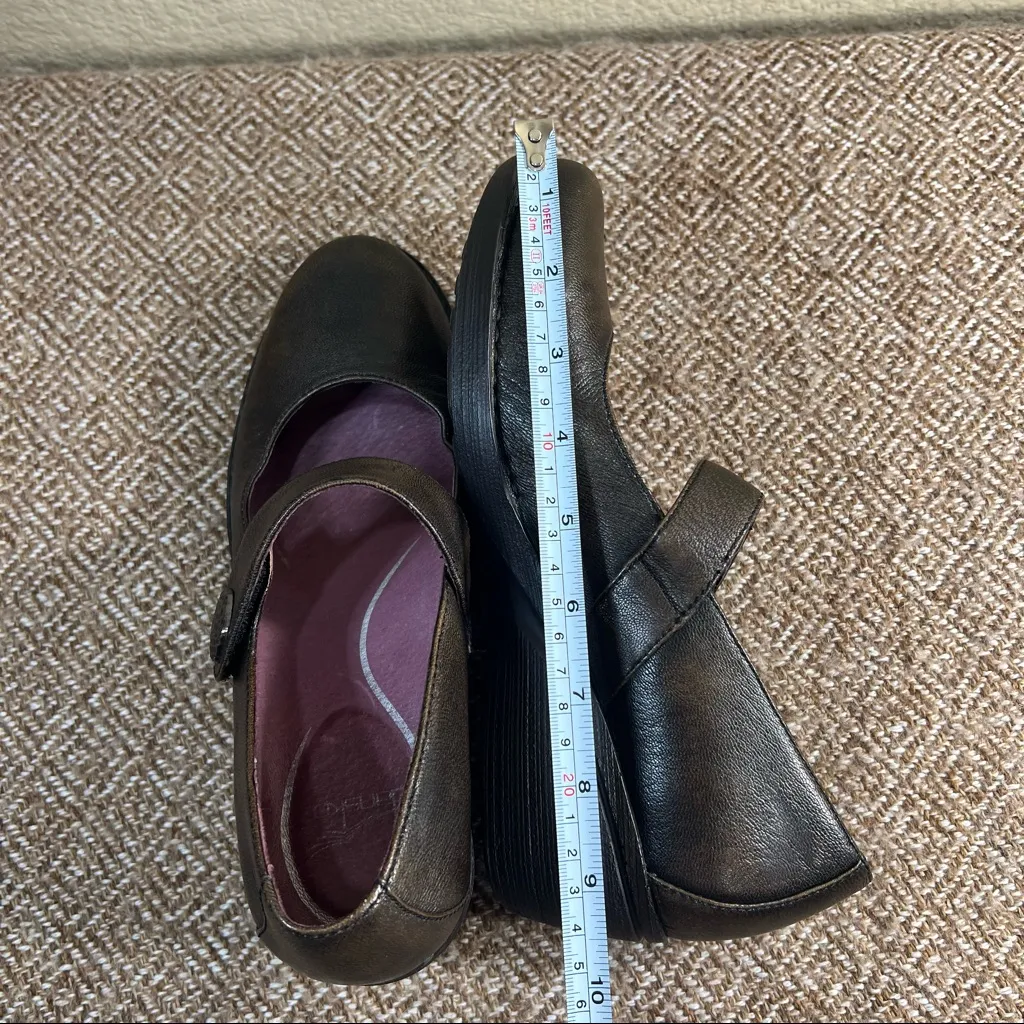 Dansko Adelle Mary Jane Wedge Black Leather Comfortable Dark Academia Sz 38-7.5 - Image 7
