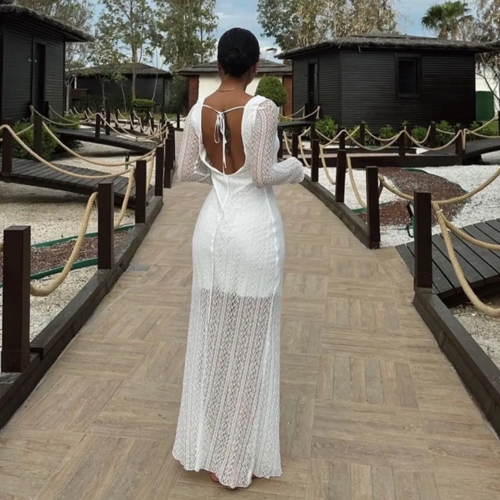 Zara Round Back Lace Midi Dress Brand New with Tags NWT Size Medium - Image 3