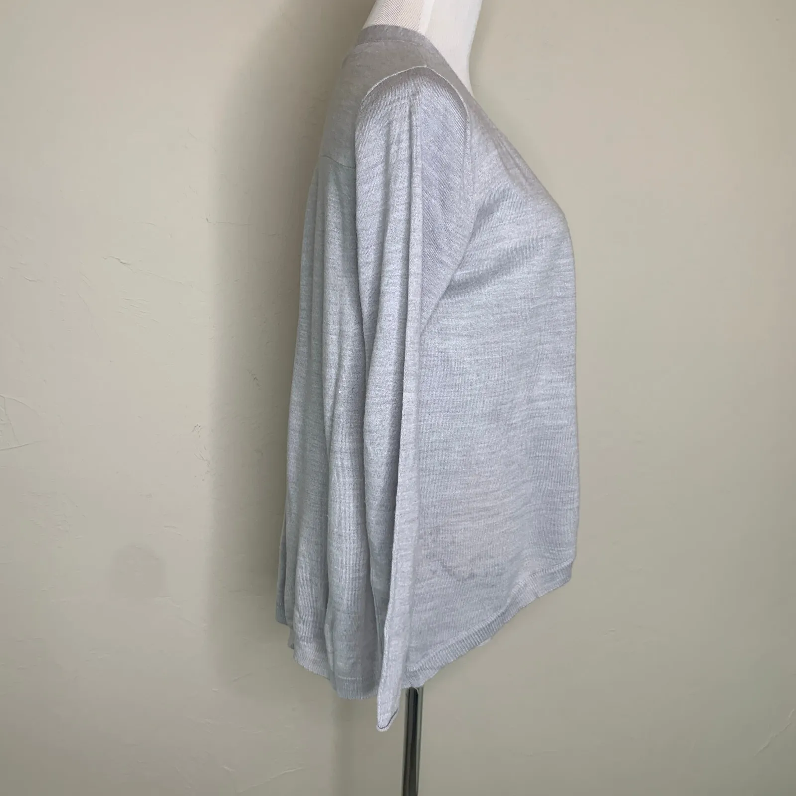 Light Gray Open Front Waterfall Cardigan Sz Medium - Image 4