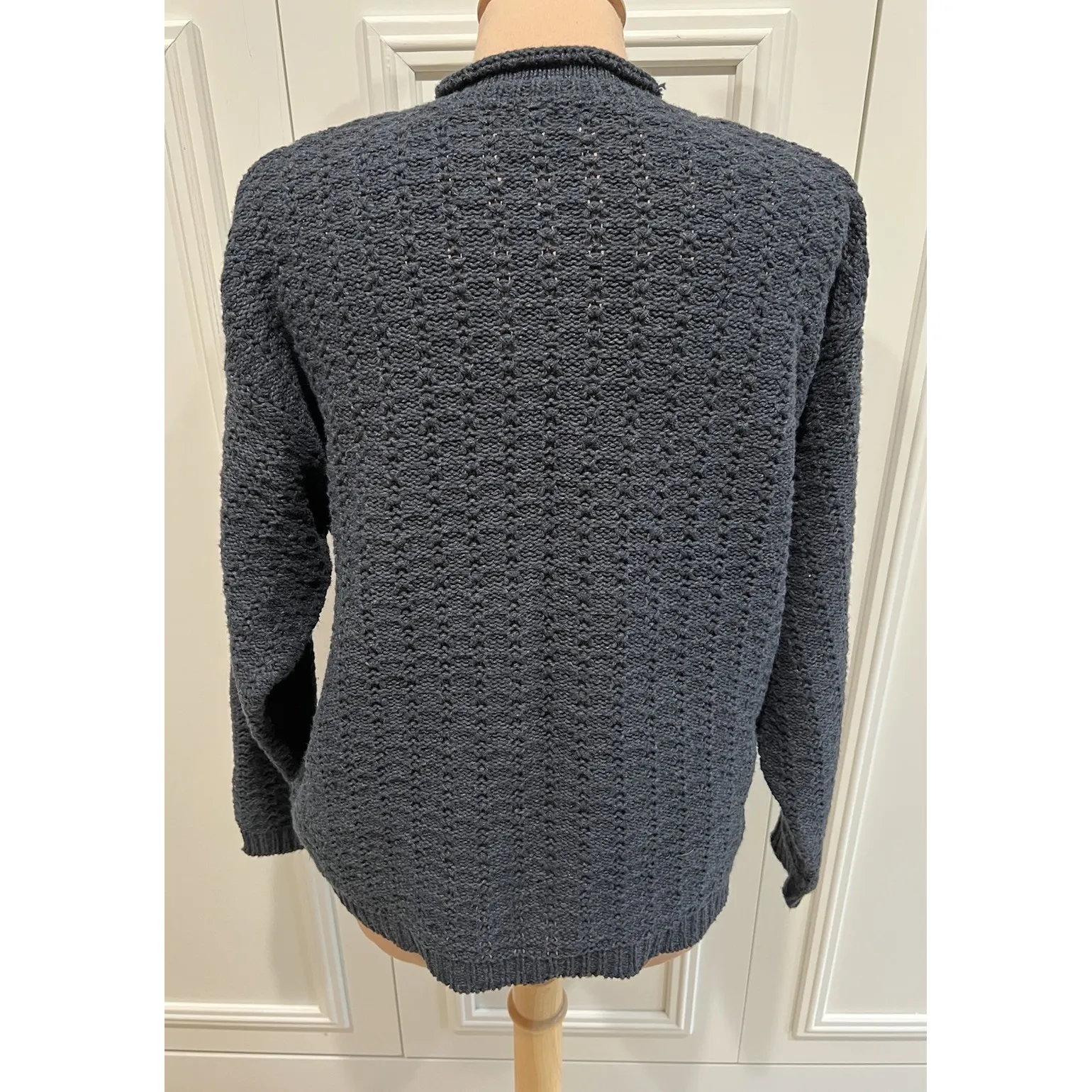 Alps Navy Blue Cardigan Sweater Silver Buttons Nordic Alpine Cabincore Ski Size L - Image 3