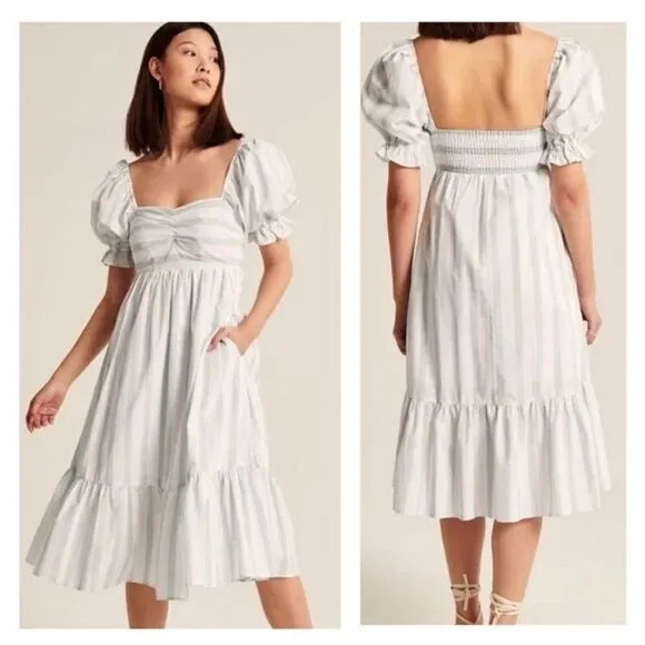 Abercrombie & Fitch striped smocked midi dress NWOT - Image 2