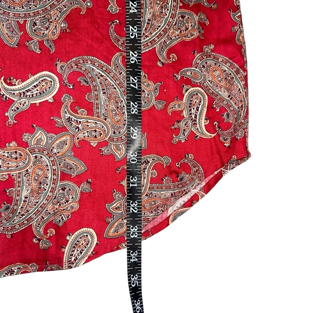 Lauren Ralph Lauren Red Paisley Print Long Sleeve Sleep Shirt Dress LARGE - Image 5