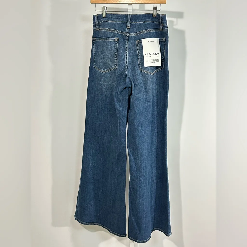 FRAME Le Palazzo High Rise Wide Leg Jeans Women’s 30/34 Blue Denim NWT long - Image 2