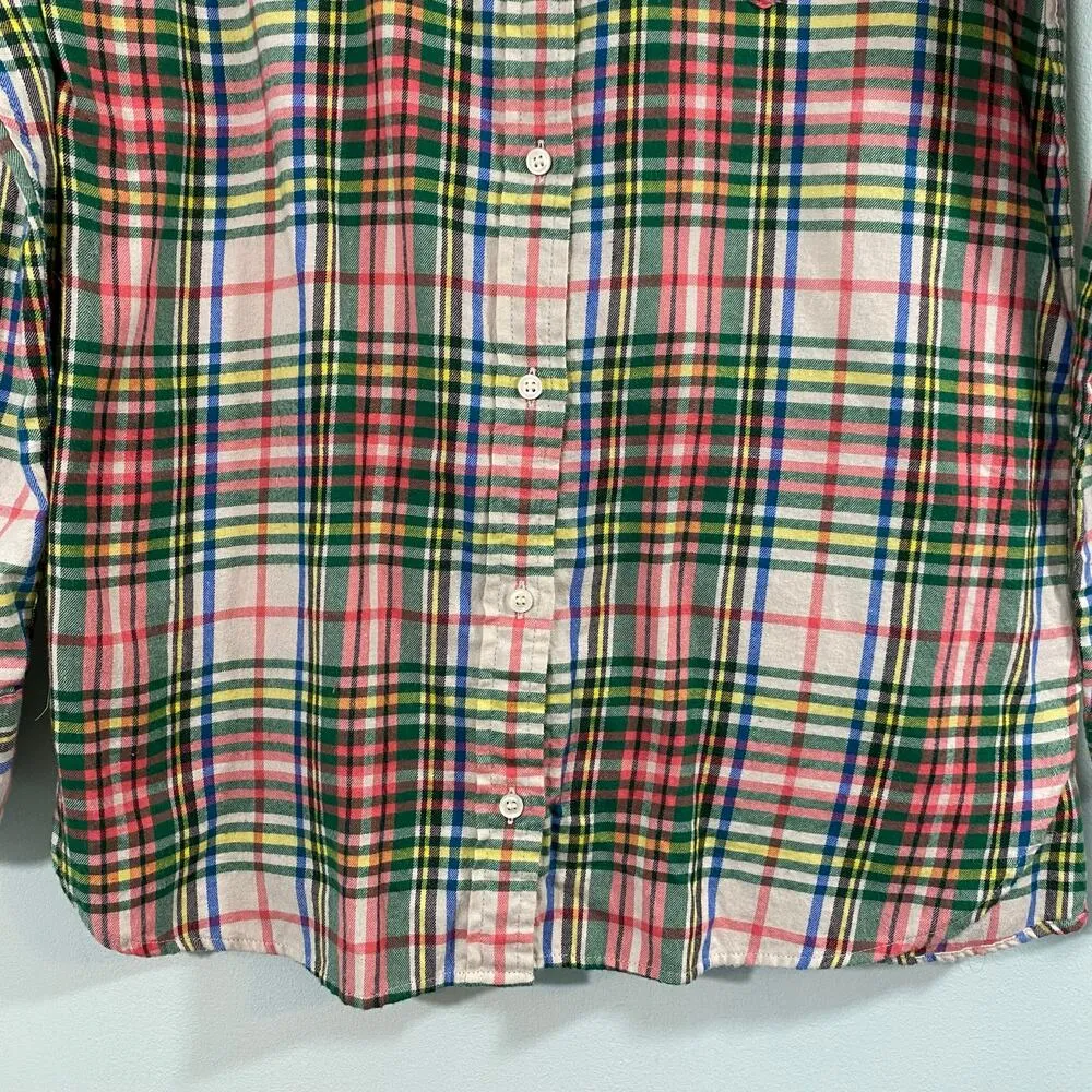 J. Crew Always Women Multicolor Tartan Plaid Flannel Classic Boy Shirt Sz 2 NWT - Image 3