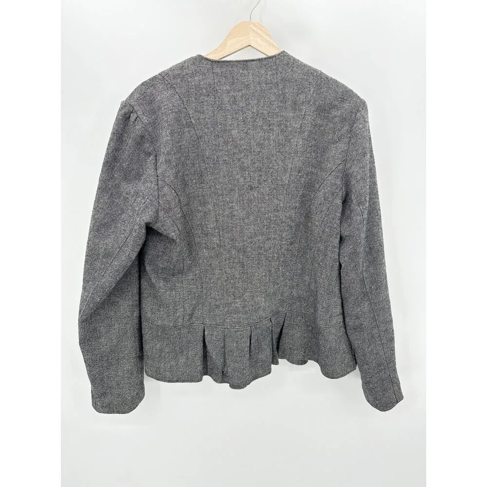 Saks Fifth Avenue Womens Jacket Size 16 Grey Button Front Blazer Career Office - Image 2