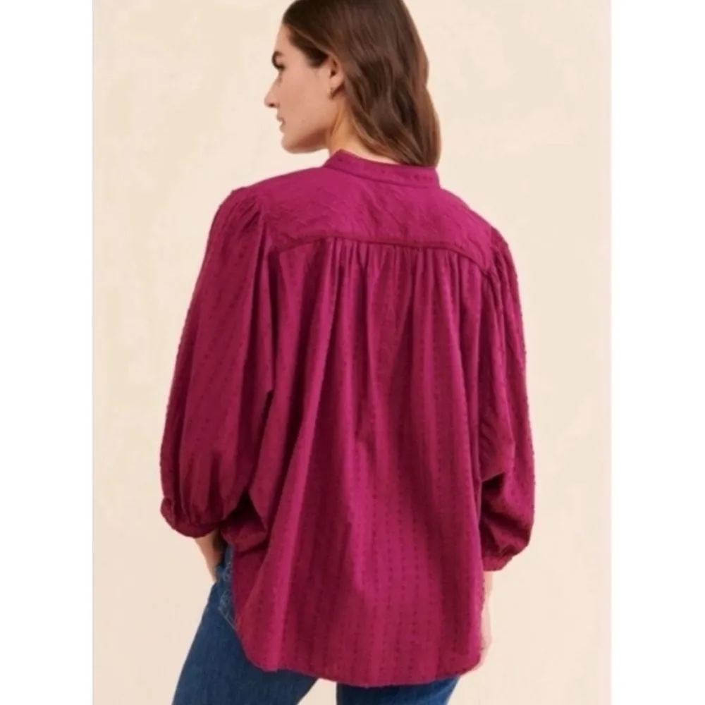 Pilcro by Anthropologie Tavi magenta button down oversized blouse top size xs Red - Image 6