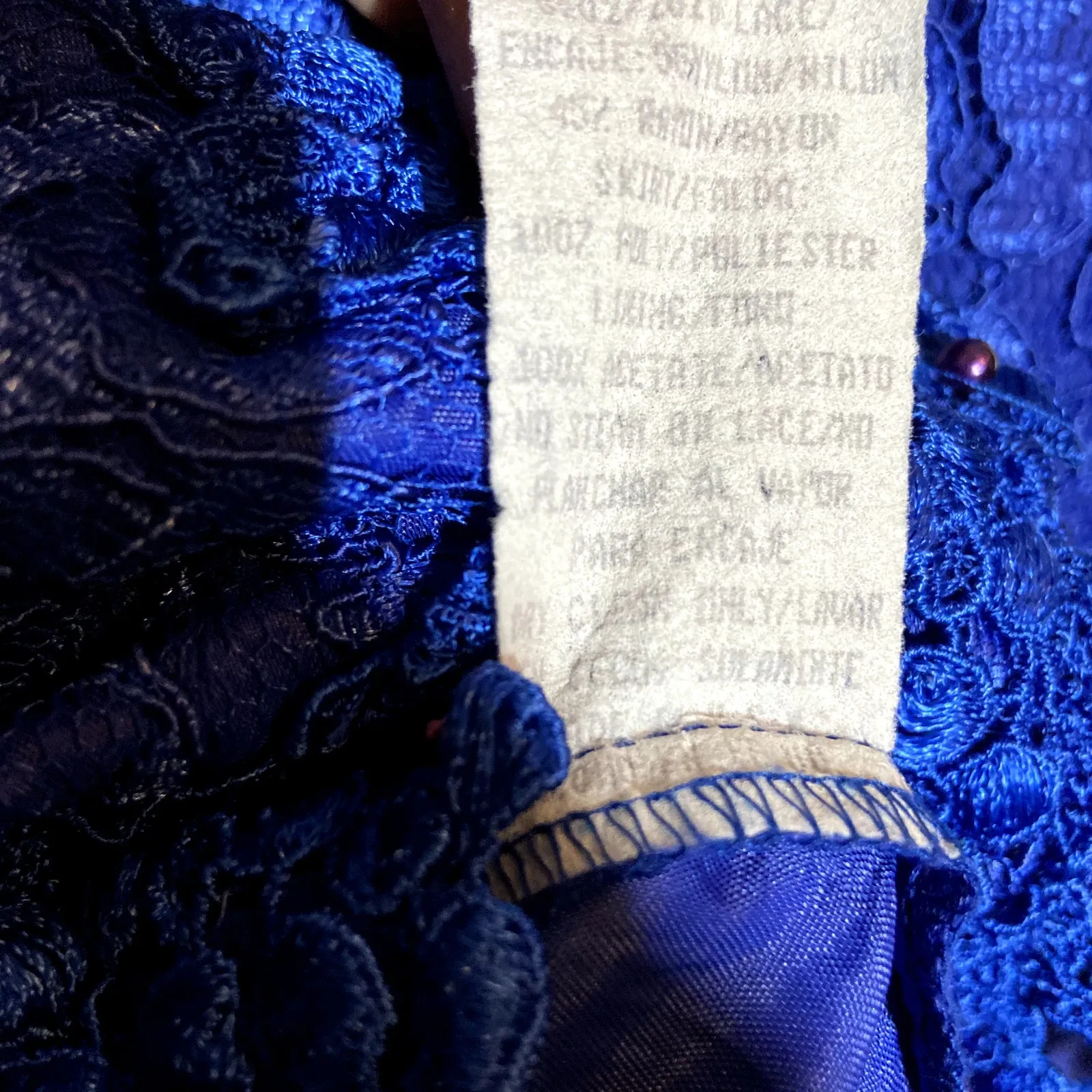 Vintage Cachet Bari Protas Jacket 80s Embellished Pearl Lace Floral Blue 5/6 - Image 6