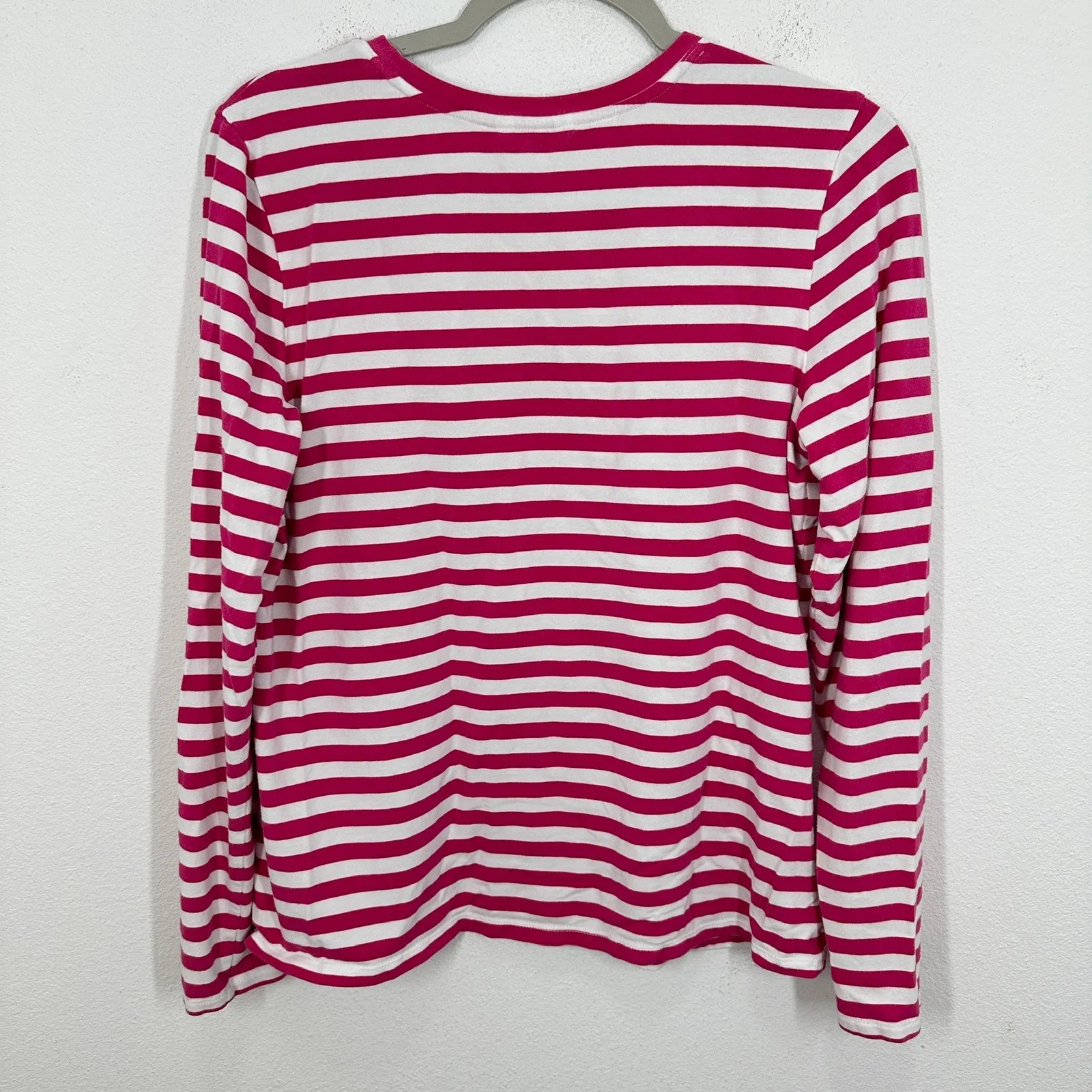 CASLON Nordstrom Women's Pink Striped Long Sleeve Crew Neck Casual Top Size L - Image 8
