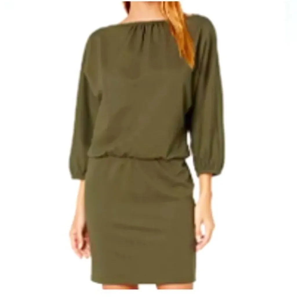 Trina Turk Dark Olive Green Dolman Sleeve Dress Size M - Image 4