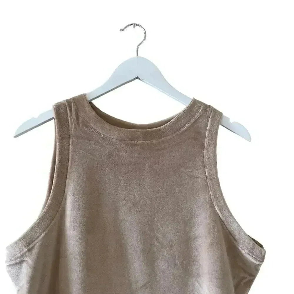 Skims Velour Crew Neck Tank Sienna Brown Crop  Boxy Sleeveless SZ  XL #1471 - Image 7